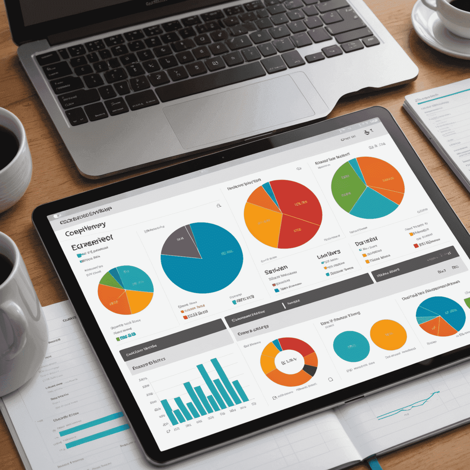 A dashboard showing expense categories, charts, and graphs for easy expense tracking